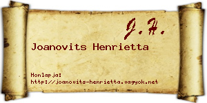 Joanovits Henrietta névjegykártya